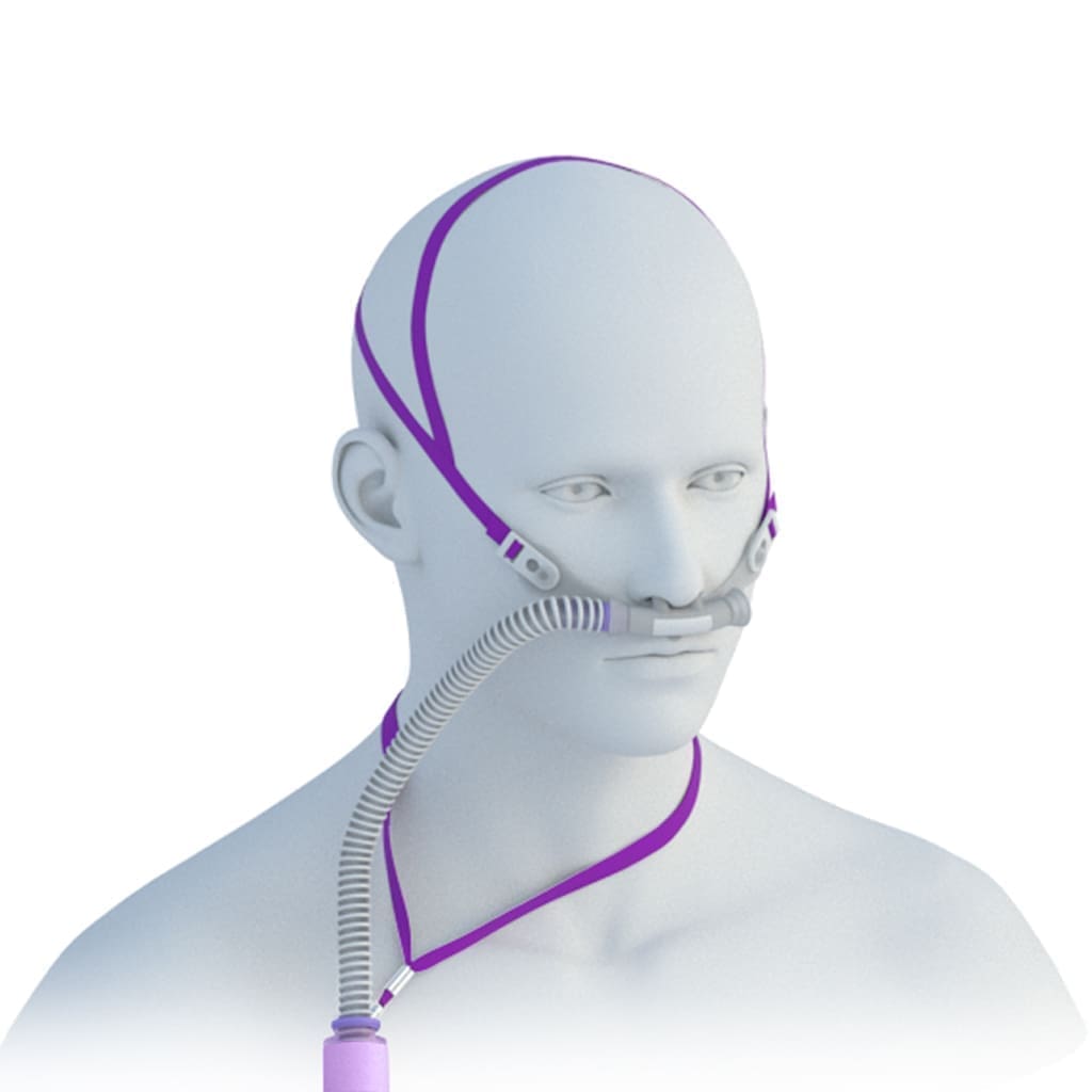 3D rendering of a man wearing a nasal cannula