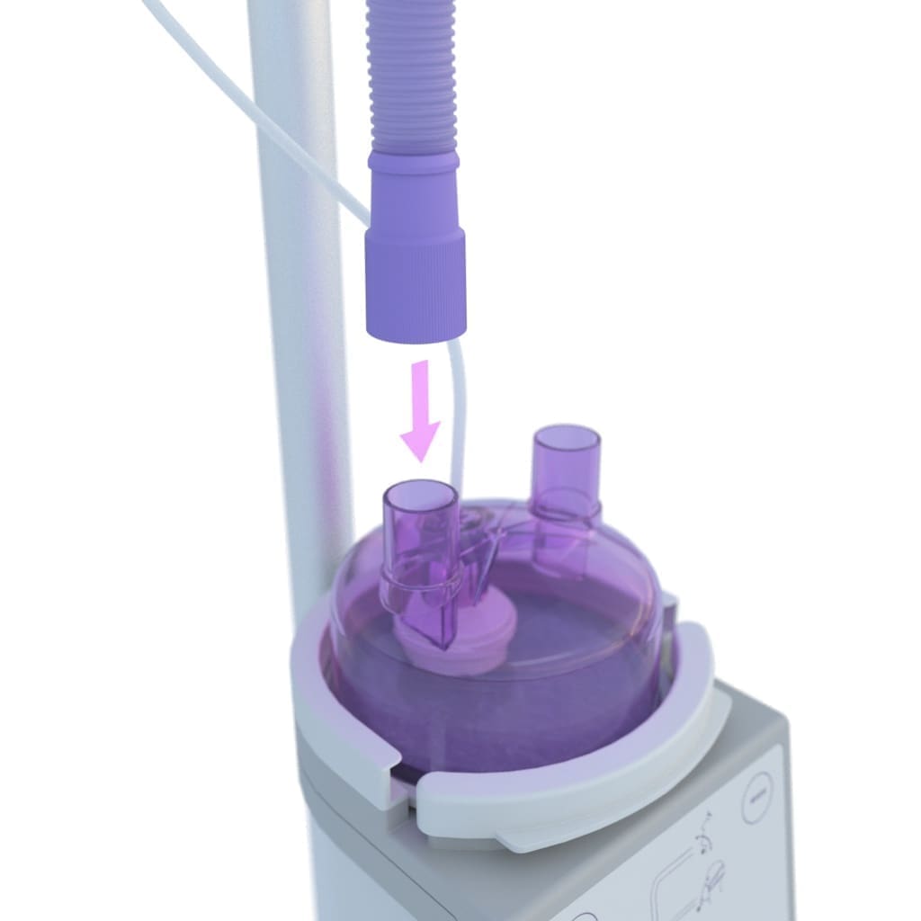 3D rendering of the heater humidifier with a circuit being attached