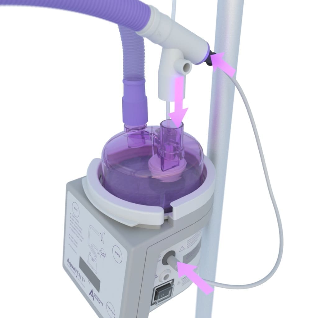 3D rendering of the heater humidifier with the temperature probe being attached