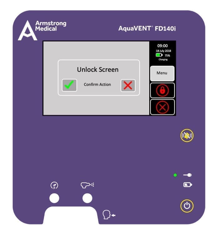 3D rendering of the AquaVENT FD140i unlock screen mode