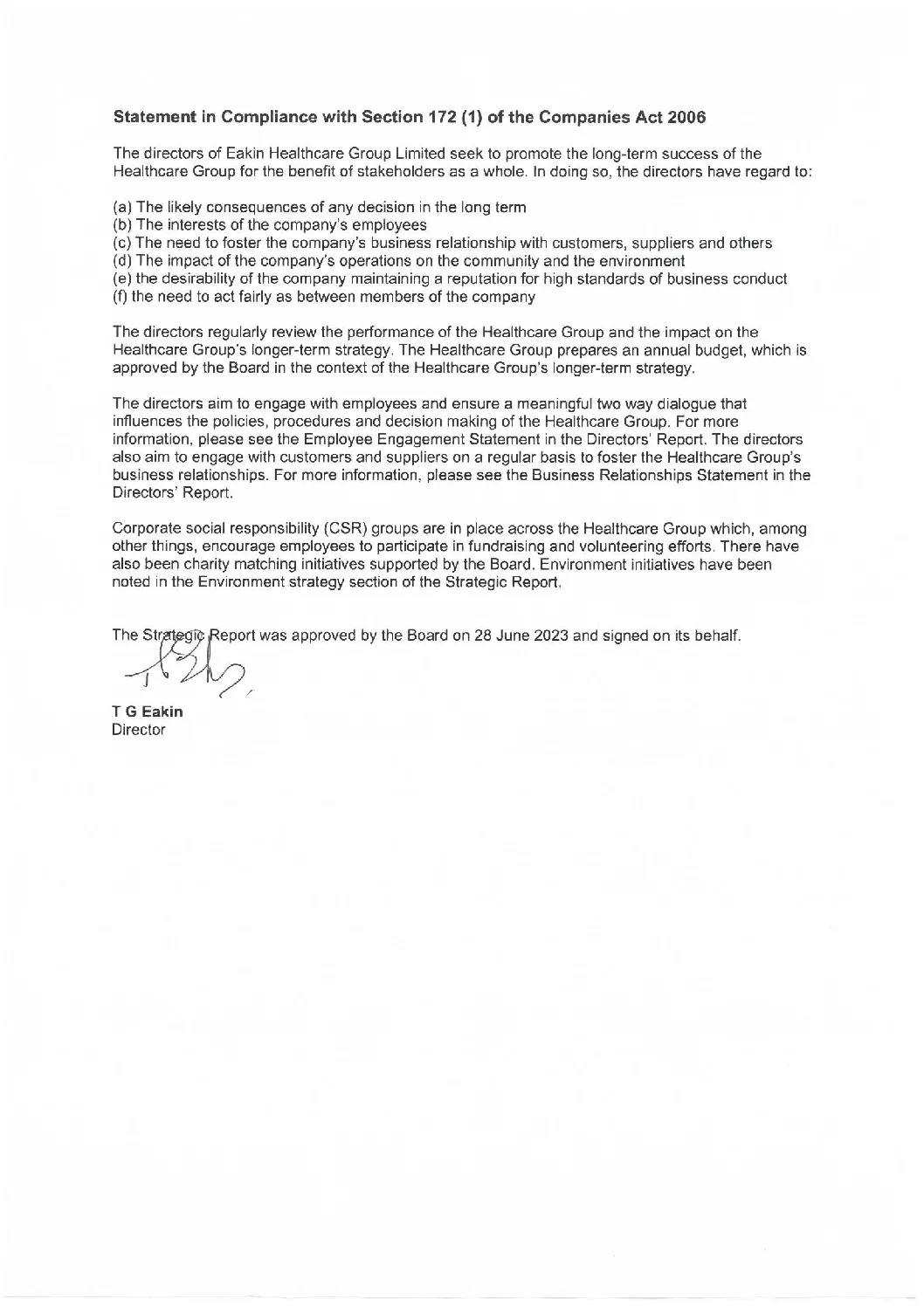 EHGL Statement in Compliance with Section 172 pdf 5 Eakin Healthcare