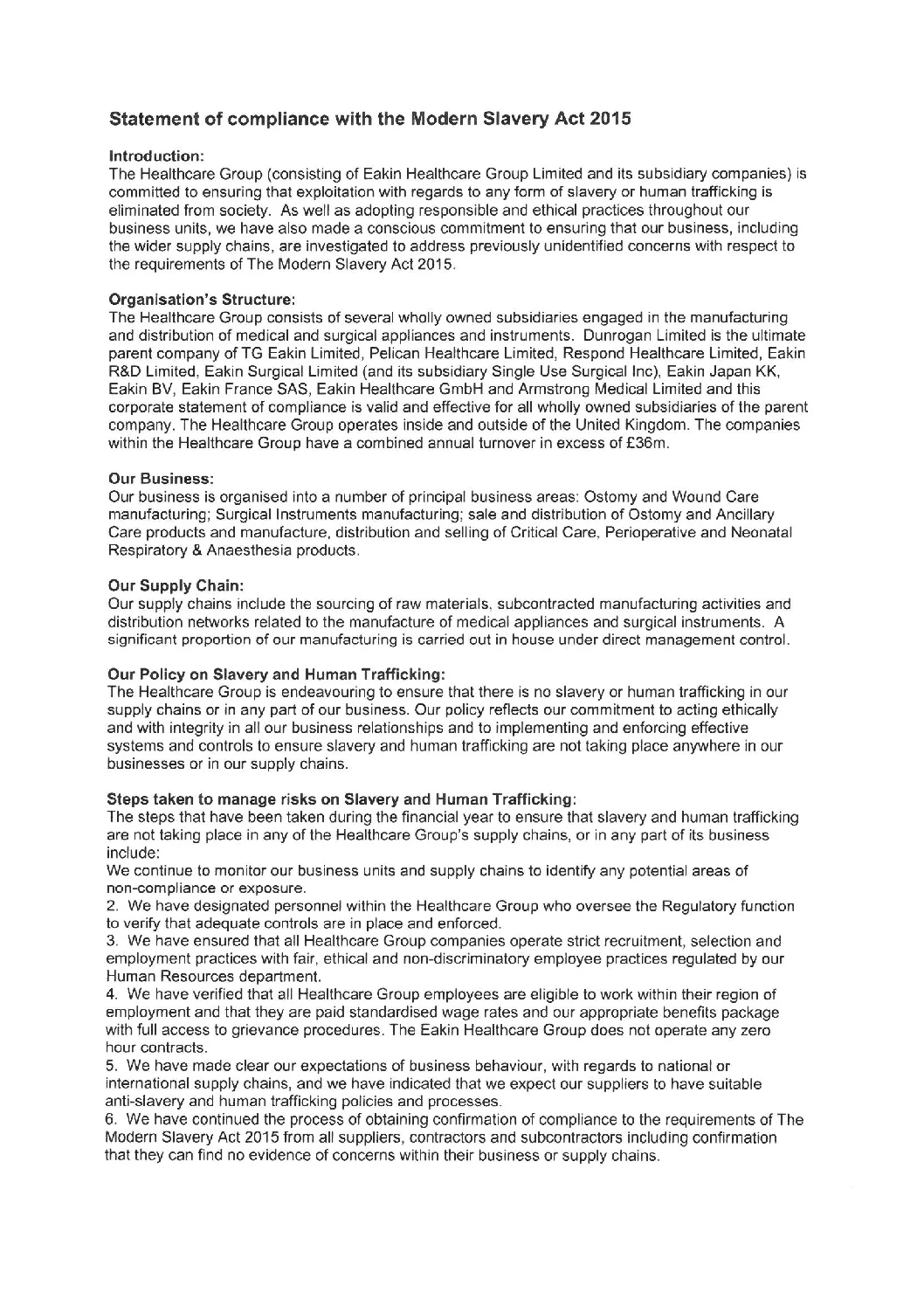 Modern Slavery Statement pdf 5 Eakin Healthcare