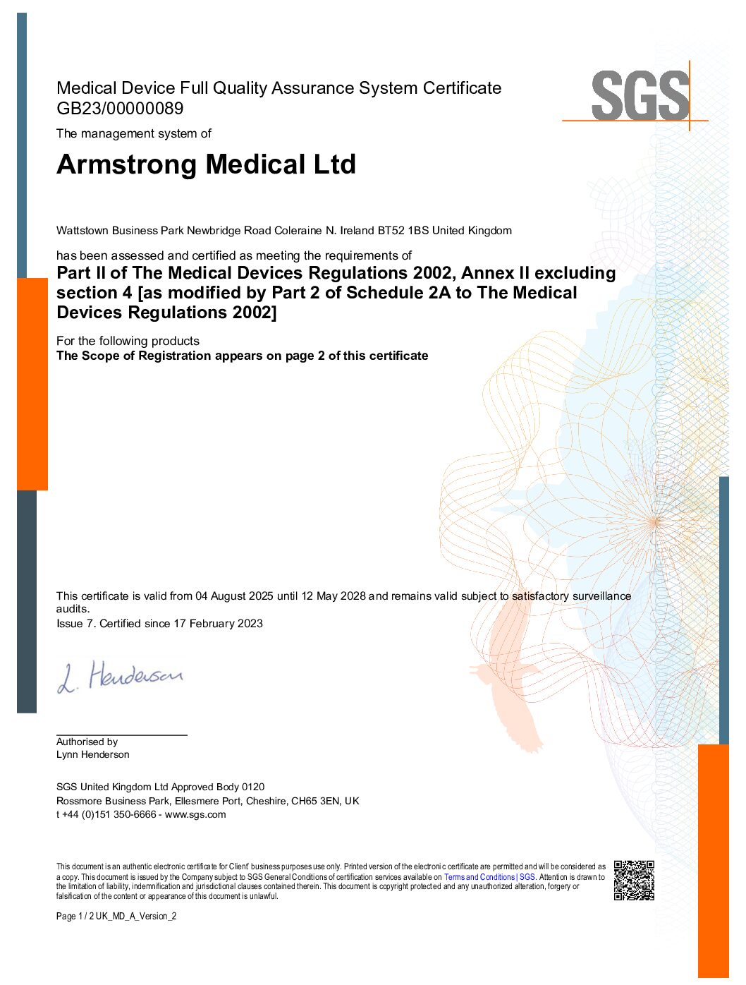 SGS UKMDR medical device GBPC 000089 EN pdf Eakin Healthcare