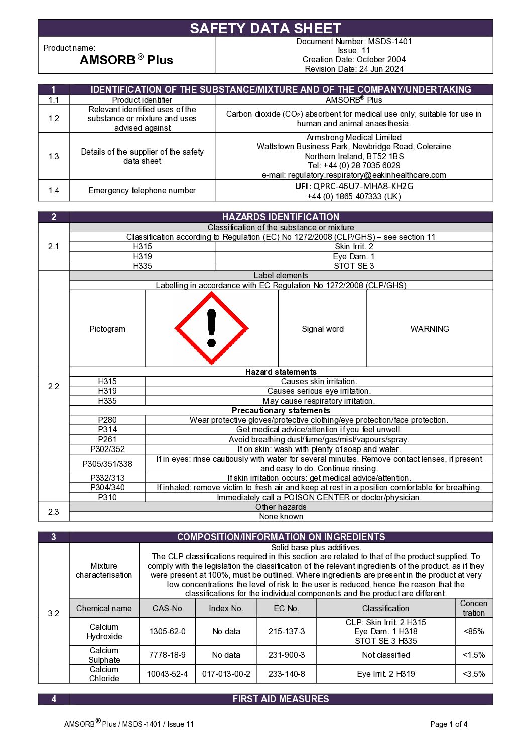 AMSORB PLUS Safety Data Sheet v11 English pdf Eakin Healthcare